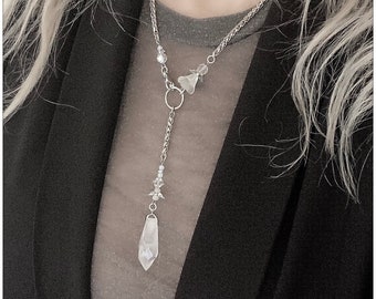 pendulum necklace-Natural stone necklace-Clear Quartz stone necklace- pendulum for therapists