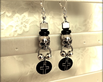 Skull Cross earrings-Gothic- punk