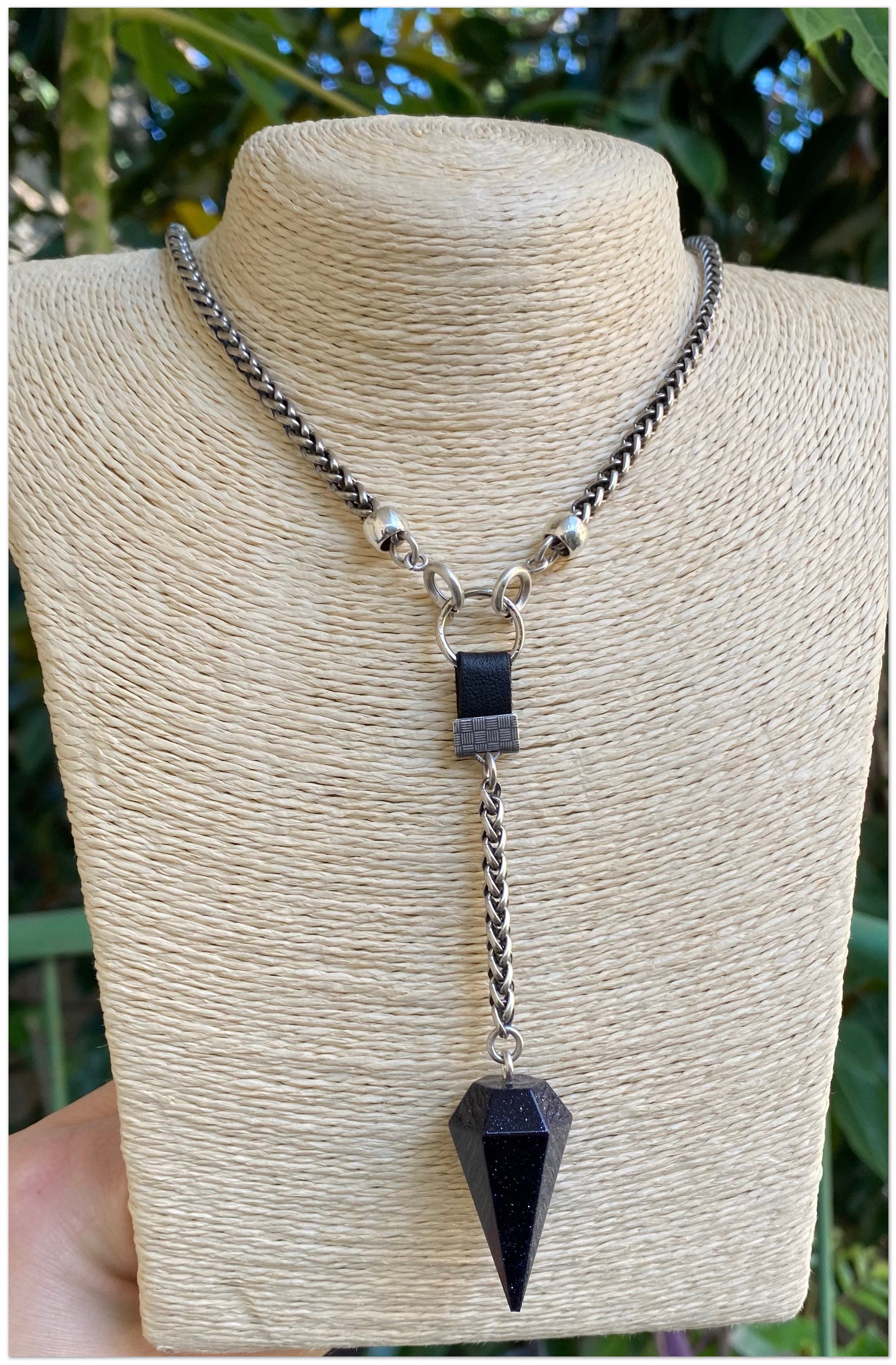 Pendulum necklaceblue sandstone necklace pendulum for Etsy