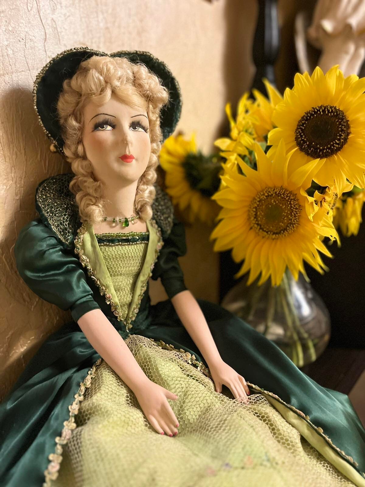 Будуарная кукла блондинка в зеленом - Etsy
