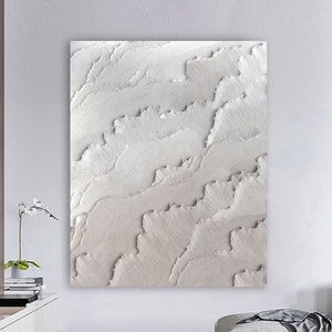 Large textured abstract painting, wabi sabi minimalist wall art. Grey white acrylic on canvas. Palette knife art, plaster drywall artwork. image 3