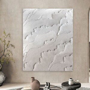 Large textured abstract painting, wabi sabi minimalist wall art. Grey white acrylic on canvas. Palette knife art, plaster drywall artwork. image 4