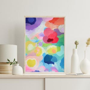 Serate estive I - Dipinto astratto originale colorato, acrilico su carta, arredamento moderno per la casa, arte murale contemporanea
