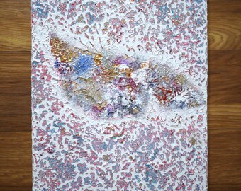 Original Painting - Heavily textured abstract artwork on canvas / modern, minimalist acrylic painting.