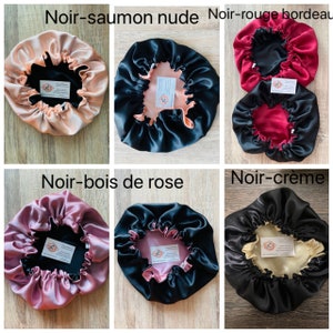 Bonnet de nuit en satin uni haute qualité bonnet protecteur Cheveux charlotte en tissu haute qualité élastique super maintien image 6