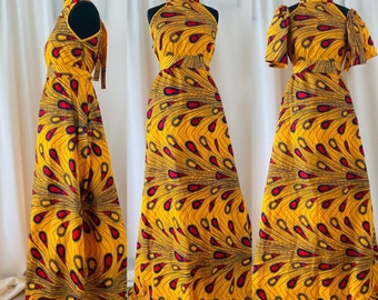 Long dress in Wax - Removable sleeves - Loose dress in Wax - Summer dress - African Bride dress