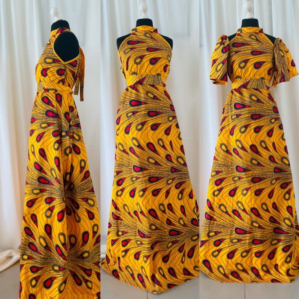 Robe longue en Wax - Manches démontable- Robe ample es Wax - Robe d’été - Robe africaine Mariée