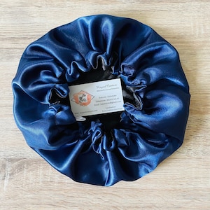 Bonnet de nuit en satin uni haute qualité bonnet protecteur Cheveux charlotte en tissu haute qualité élastique super maintien image 2