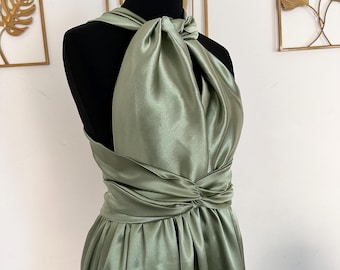 Sage Green Evening Dress - Pistachio Bridesmaid Dress - Satin Prom Dress - Infinity Dress - Convertible Dress - Wedding Sage Green Evening Dress - Pistachio Bridesmaid Dress - Satin Prom Dress - Infinity Dress - Convertible Dress - Wedding