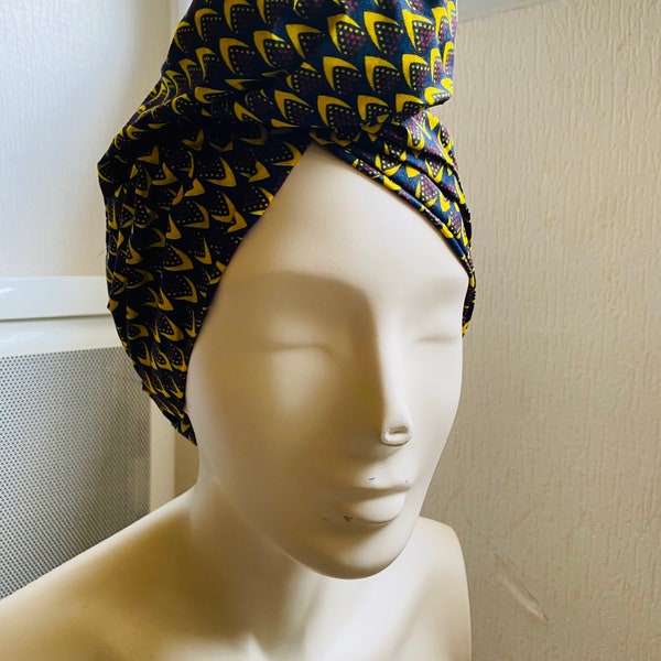 Foulard simple en wax turban à nouer wax authentique 100% coton