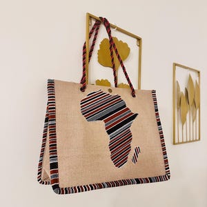 Borsa shopping Africa - Borsa di tela - Cera - con astuccio - mamma Africa - regalo festa della mamma - regalo di Natale - mappa Africa - Scelta