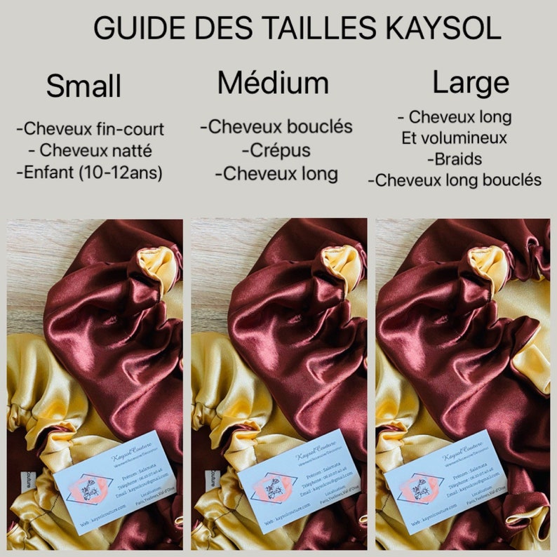 Bonnet de nuit en satin uni haute qualité bonnet protecteur Cheveux charlotte en tissu haute qualité élastique super maintien image 7