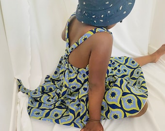 Robe africaine ajustable enfant - robe en Wax pour fille - robe jeune fille et bébé