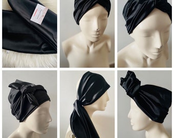 Satijnen hoofdband 4 in 1 - satijnen tulband om te binden- hoofdband voor het haar - kleur naar keuze