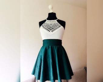 High-waisted skater skirt - custom adjustable waist possible - choice of color - high quality craftsmanship