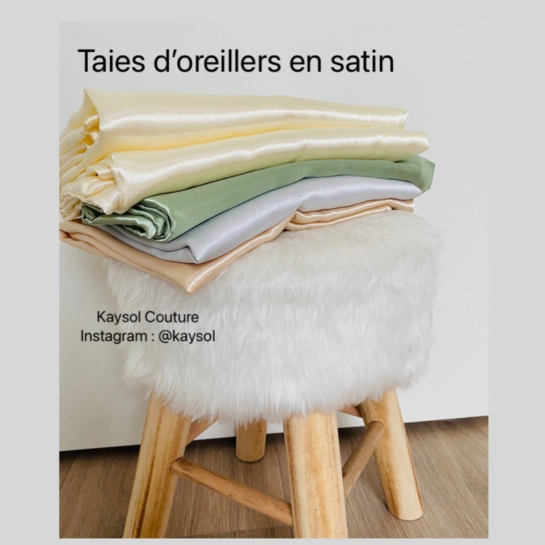 Taie doreiller en satin, taies doreillers en satin, protège les cheveux, soin des cheveux, soin du visage, taie doreiller ultra doux image 1