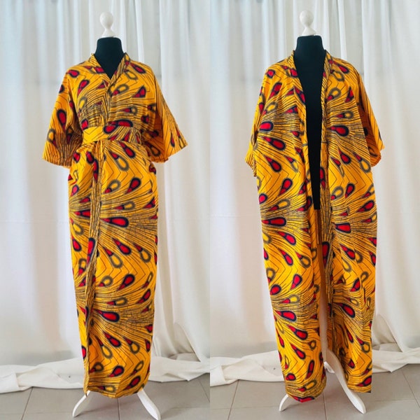 Robe en wax - African style - kimono maxi femme - Kimono convertible- Robe convertible en wax