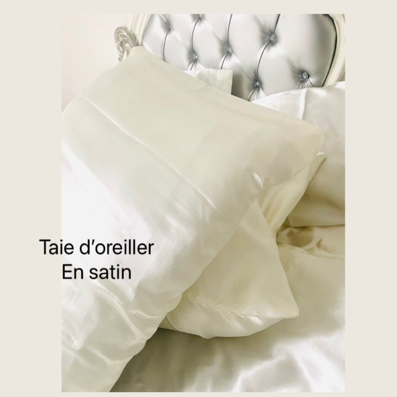 Taie doreiller en satin, taies doreillers en satin, protège les cheveux, soin des cheveux, soin du visage, taie doreiller ultra doux image 4