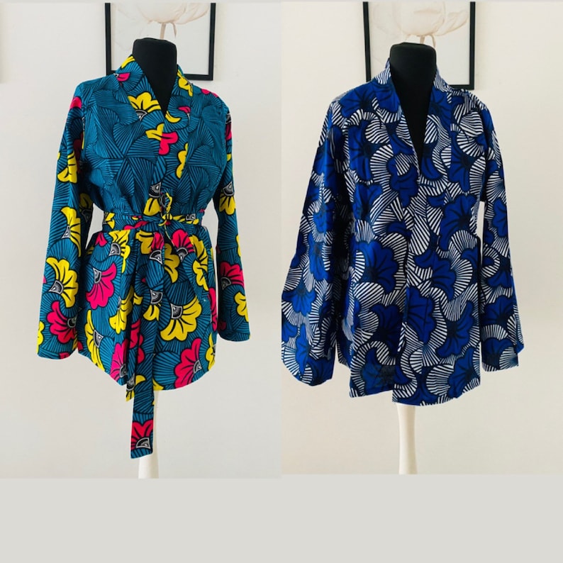 Gilet kimono en wax tendance style asiatique tissu au choix veste légère en wax veste tissu africain kimono en Wax Collection Capsule image 3