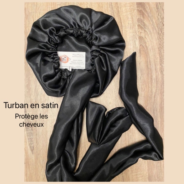 Turban en satin, bonnet pratique, Bonnet de nuit en satin, bonnet protecteur Cheveux, turban avec bande à nouer