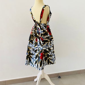 Wax dress for girl - wax flowers ibiscus - African child dress - Party and summer outfit - flared dress in Wax for little girl