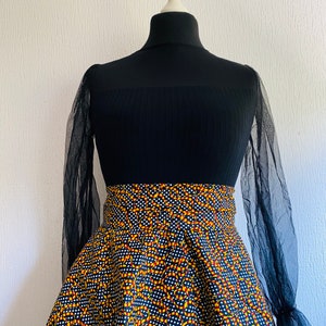 High-waisted skater skirt in wax image 8