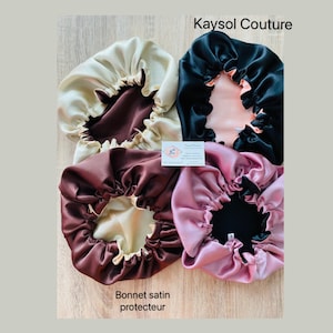 Bonnet de nuit en satin-  Satin  haute qualité - bonnet protecteur Cheveux - charlotte en tissu haute qualité-  bonnet en soie femme