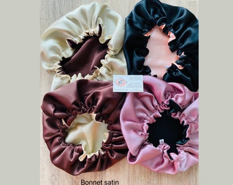 Bonnet de nuit en satin uni haute qualité bonnet protecteur Cheveux charlotte en tissu haute qualité élastique super maintien