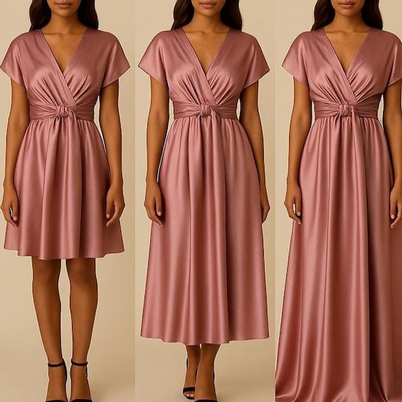 rose colored cocktail dress Blush Infinity - Prom Dress - Rose Gold Evening Dress - Dusty Satin Dress - Pink Satin Bridesmaid Dress and evening celebrations with LowStock:43671432757299 Color:Distresses Brown Bella Hadid Embraces Peekaboo Old rose
