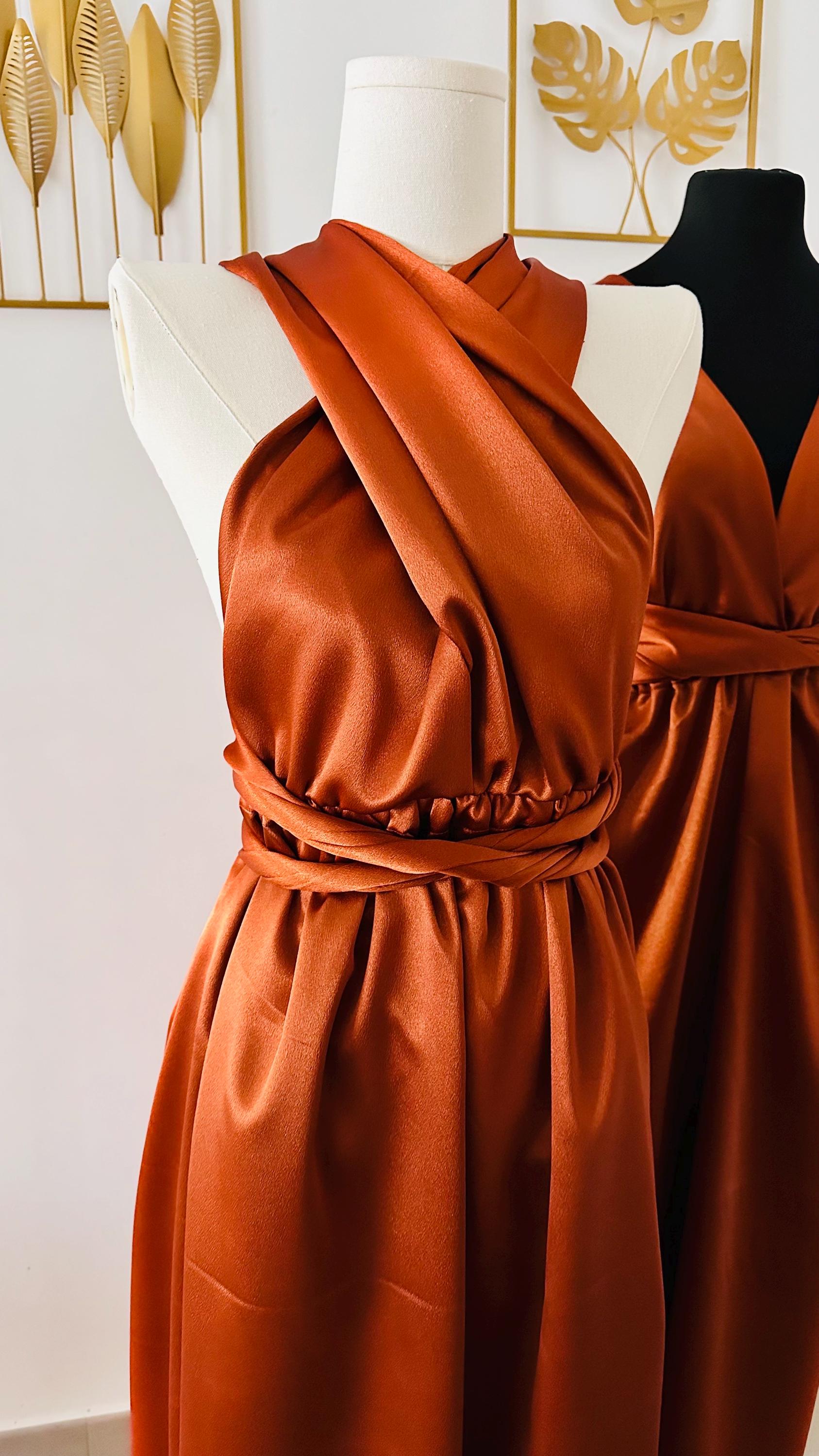 terracotta satin dress 20 and Rust Bridesmaid Dresses: Revelry Skye Gown Available in Terracotta 4 Lengths - Terracotta Evening