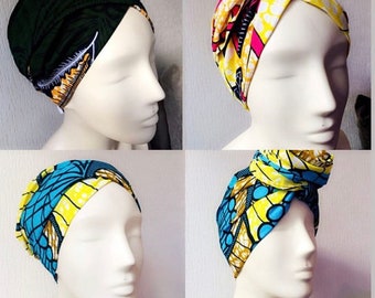 Foulard en wax - turban africain style - tissu Wax - 50x190 cm