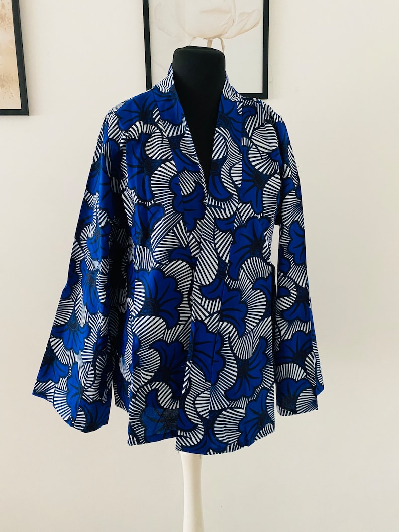 Gilet kimono en wax tendance style asiatique tissu au choix veste légère en wax veste tissu africain kimono en Wax Collection Capsule image 8