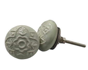 Puxador de gaveta de cerâmica em relevo feito à mão – Puxador de armário estilo vintage para móveis, armários e cômodas