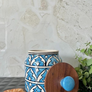 Handmade Ceramic Kitchen Canister: Airtight Indian Spice Jar