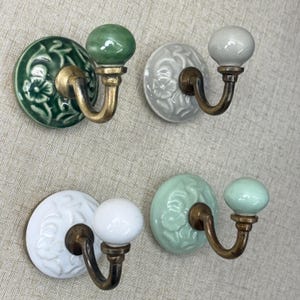 Ceramic Round Wall Hooks, Vintage Hooks For Coat and Entryway Decor, Wall Mounted Hardware