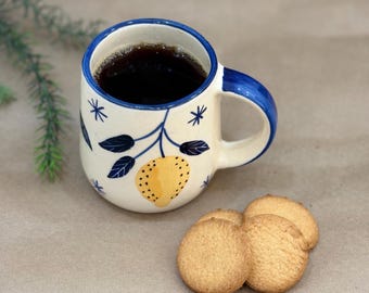 Handmade Lemon Ceramic Mug | Bright Yellow Pottery Coffee Cup | Cheerful Summer Kitchen Gift