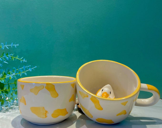 3D Duck Mug – Kawaii Ceramic Coffee Cup, Handmade Gift