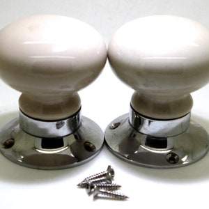 Keramische insteekdeurknoppen – handgeschilderde witte keramische handgrepen voor binnen- en buitendeuren, vintage hardwareset