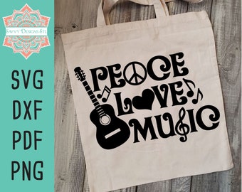 Peace Love Music Svg Etsy