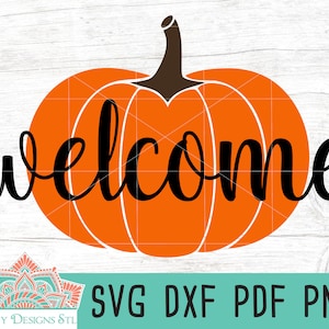 Welcome Pumpkin Cut File for Silhouette & Cricut, Doormat Stencil svg, Fall Doormat svg, Welcome Pumpkin svg, Fall Printable