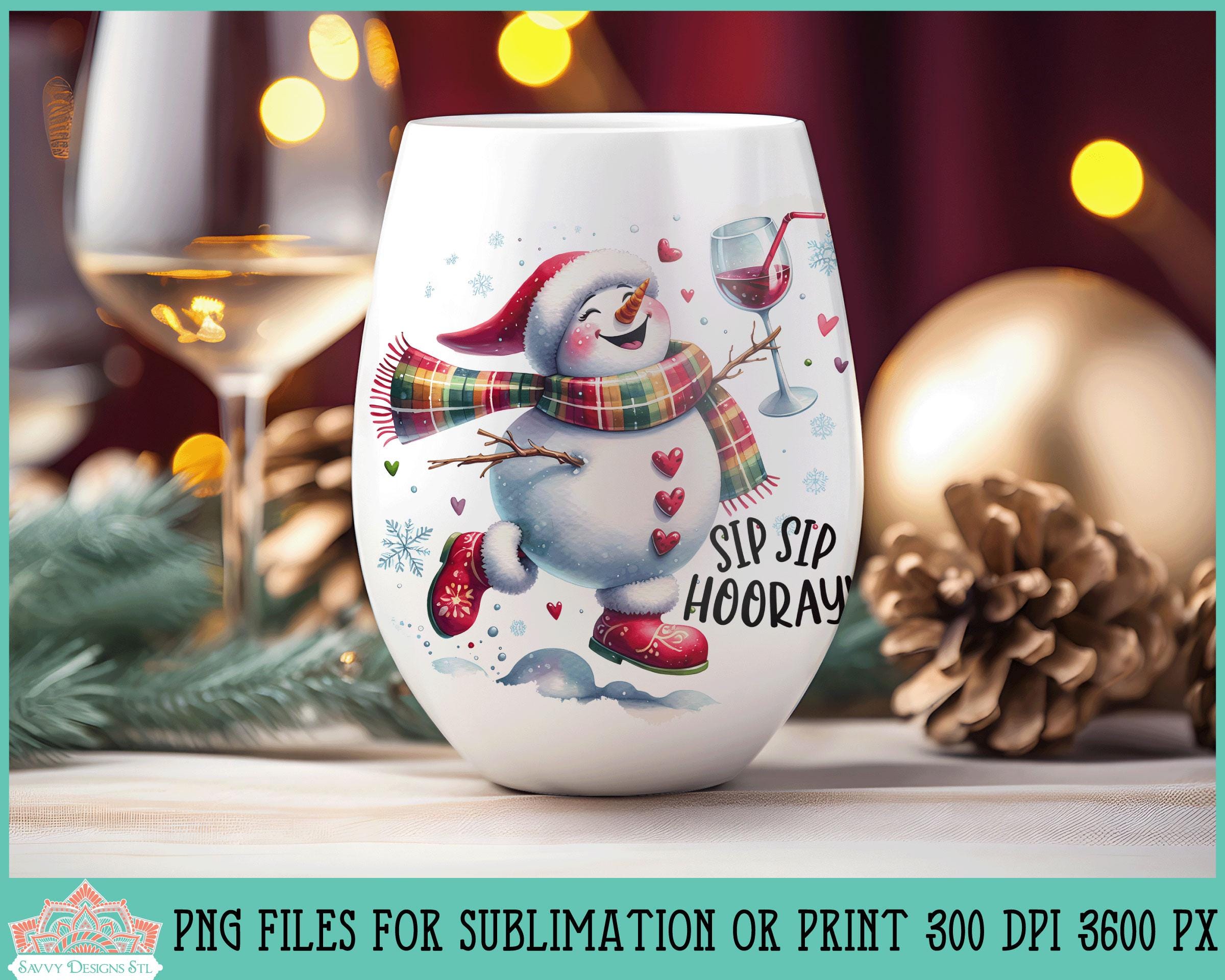 Funny Wine Snowman Clipart: Holiday Sublimation PNG (Digital Download)