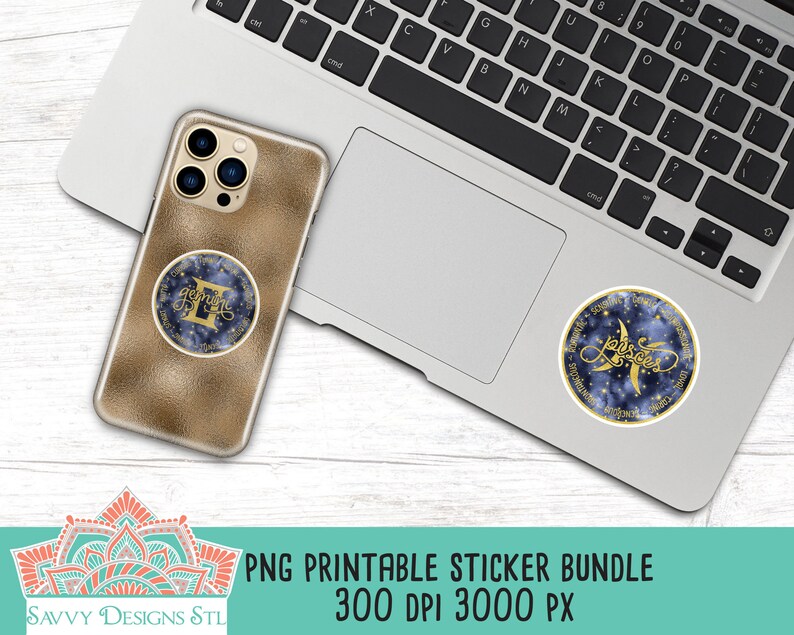 Traits Sticker Zodiac Traits Round Printable Sticker Bundle for Silhouette & Cricut ...