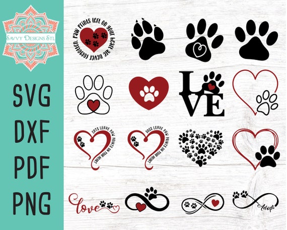 Download Paw Print Love Cut File For Silhouette And Cricut Instant Etsy SVG, PNG, EPS, DXF File
