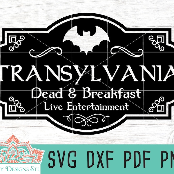 Transylvania Dead & Breakfast Sign SVG Cut File for Silhouette and Cricut, Halloween Porch Sign svg, Halloween svg, Halloween Printable