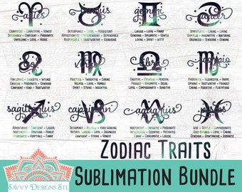 Zodiac Traits Printable Sticker Bundle for Silhouette and | Etsy