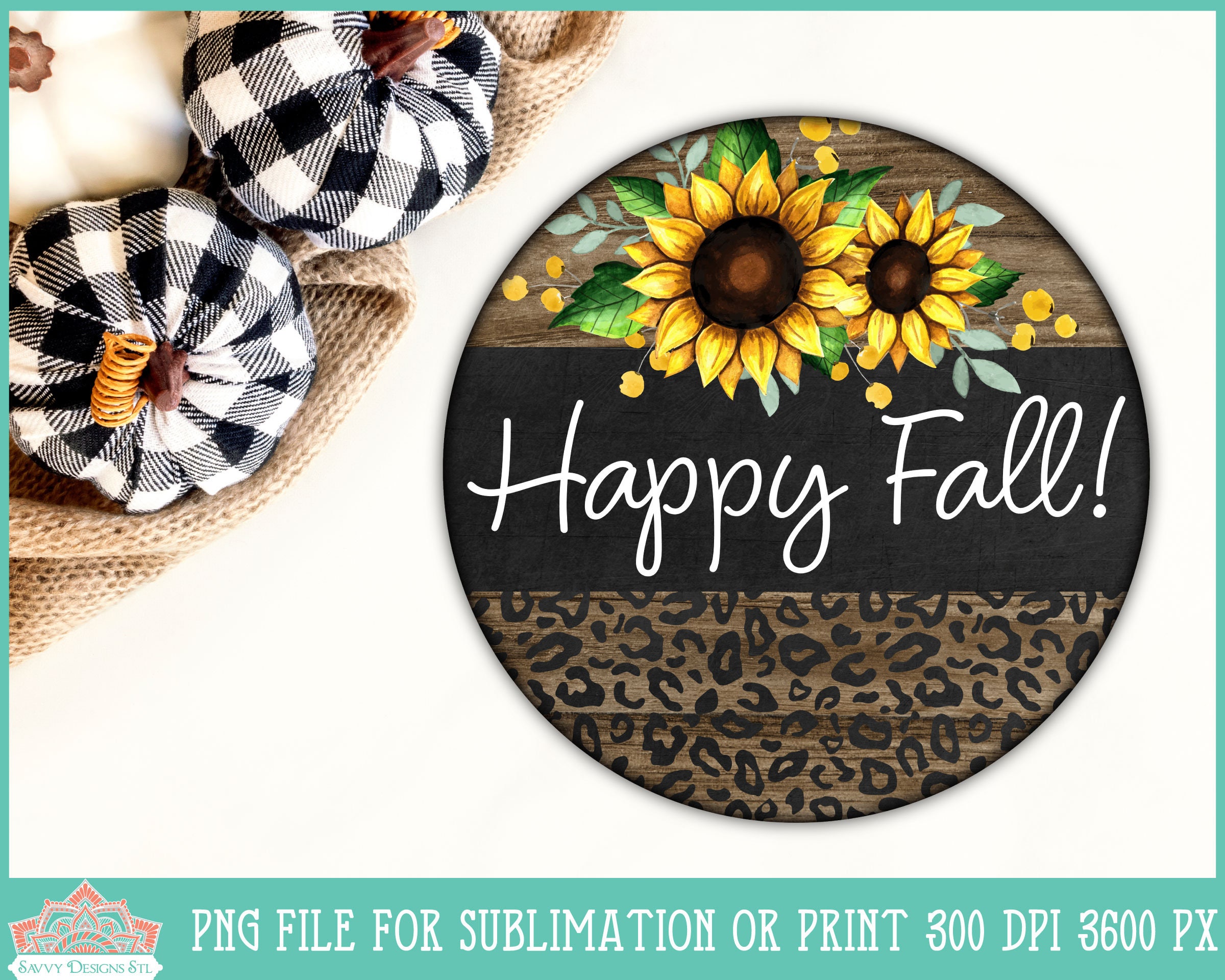 Happy Fall Round Farmhouse Sign for Print or Sublimation - Etsy