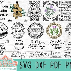 Fraser Fan SVG Cut File Bundle pour Silhouette et Cricut, Sassenach, Je Suis Prest, La Dame Blanche, JAMMF, Fraser’s Ridge, Skye Song