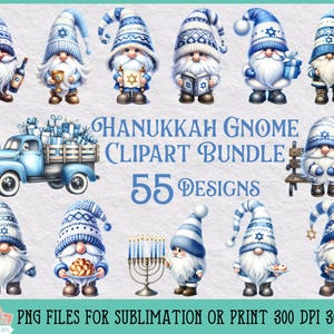 Lot de cliparts gnomes de Hanoucca pour sublimation ou impression, lot de sublimation de Hanoucca