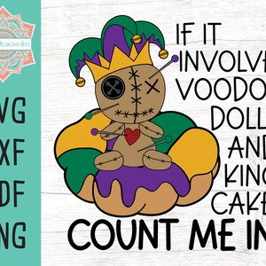 Mardi Gras SVG Voodoo Doll King Cake Mardi Gras Design para corte ou impressão de arquivo para sublimação, silhueta e Cricut, terça-feira gorda svg