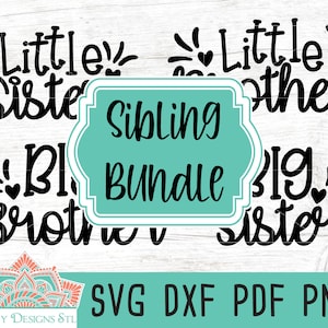 Sibling Bundle Template Cut File pour Silhouette & Cricut, Big Brother svg, Big Sister svg, Little Brother svg, Little Sister svg, Imprimable